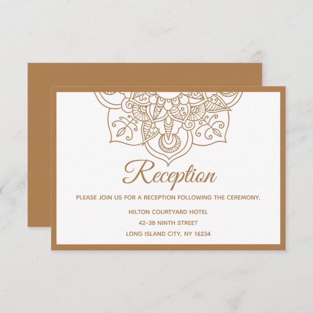 Mandala  Brown Boho Indian Modern Vintage Wedding Invitation (Front/Back)