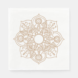 Mandala  Brown Boho Indian Modern Vintage Wedding Napkin