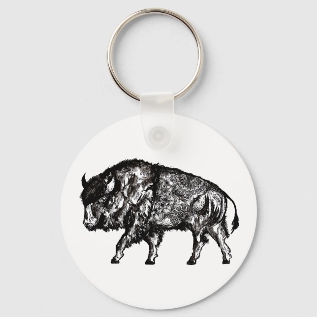 Mandala Buffalo Key Ring (Front)