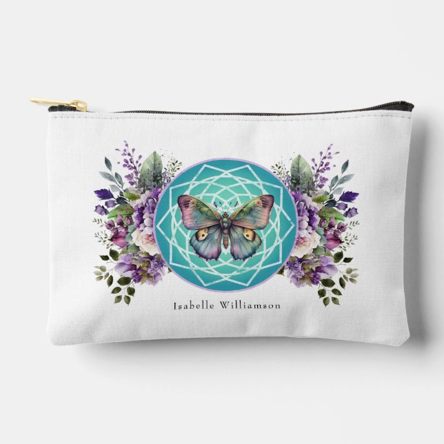Mandala Butterfly Purple Floral Esoteric Tarot Accessory Pouch (Front)