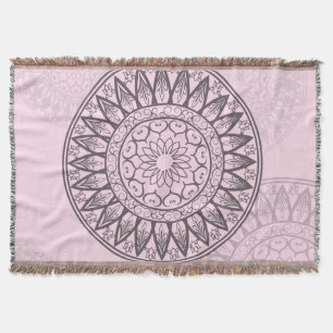 Mandala by Kimologie in Pink Throw Blanket