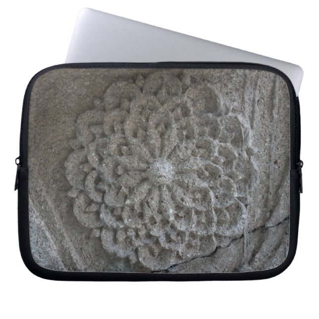 Mandala Carved Stone Neoprene Laptop Sleeve 10" (Front)