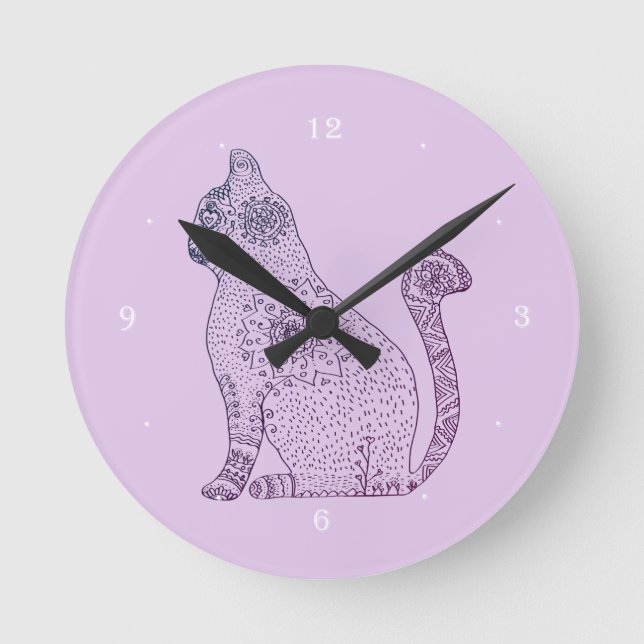 Mandala Cat Round (Medium) Wall Clock (Front)