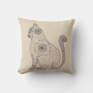 Mandala Cat Throw Cushion