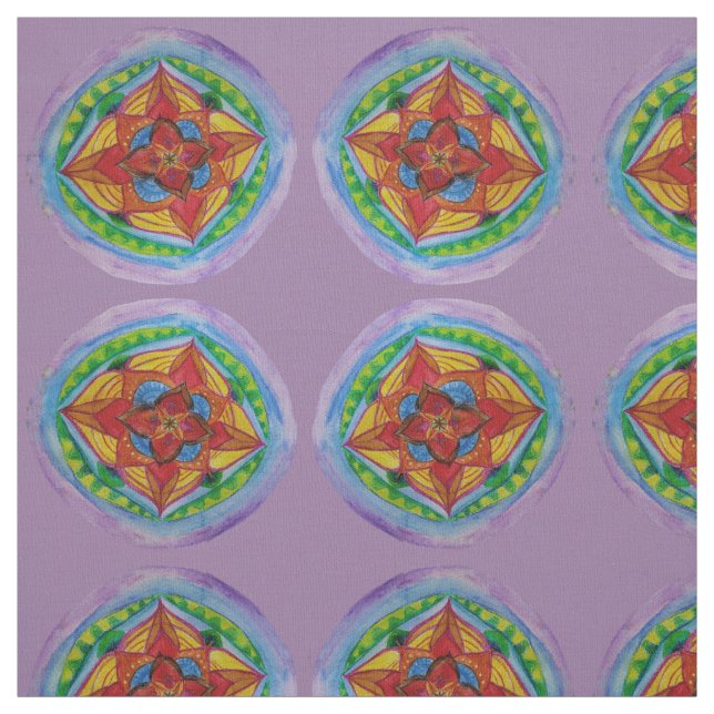 Mandala Centre Zen Hand Painted Fabric (Swatch)