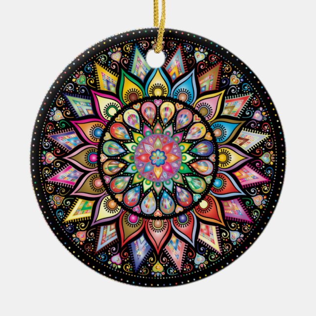 Mandala Ceramic Tree Decoration (Front)