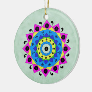 Mandala Ceramic Tree Decoration