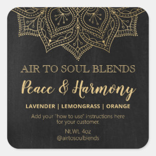 Mandala Chalkboard Black And Gold Blend Labels