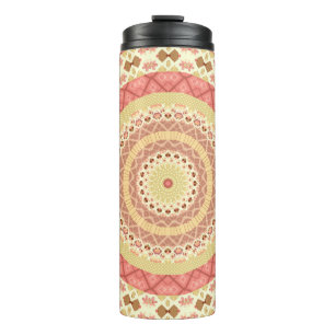 Mandala circle round ornamental pastel beige colou thermal tumbler