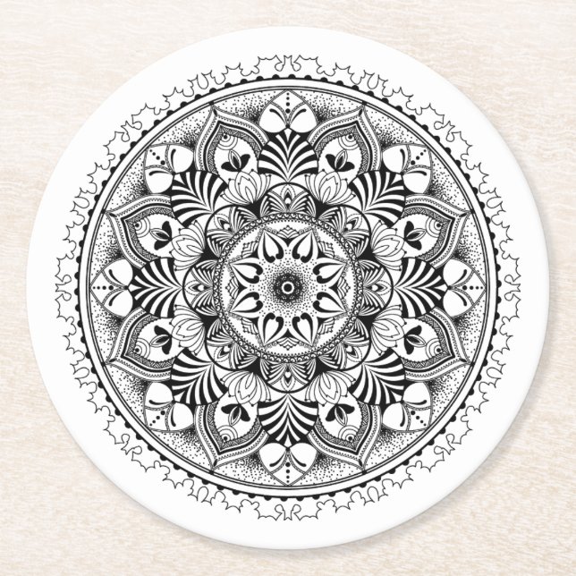 Mandala Circle Round Paper Coaster (Front)