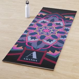 mandala circular pattern Personalised  Name Yoga Mat