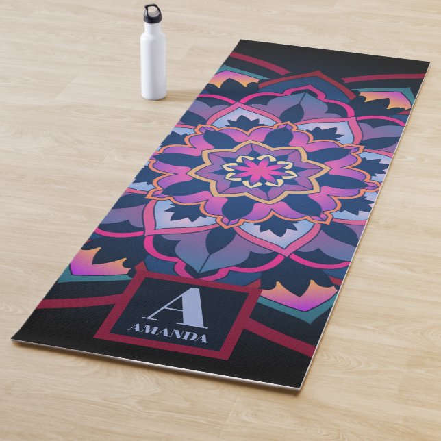 mandala circular pattern Personalised  Name Yoga Mat (In Situ)
