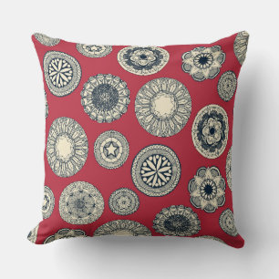 mandala cirque spot red cushion