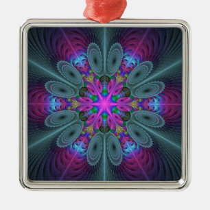 Mandala Colorful Striking Fractal Art Kaleidoscope Metal Tree Decoration