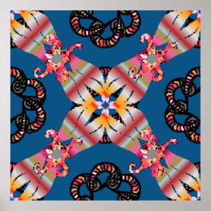 Mandala coloured on a yellow background. Invitatio Poster