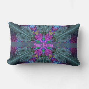 Mandala Colourful Fractal Art Kaleidoscope Name Lumbar Cushion