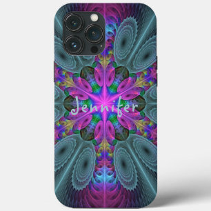 Mandala Colourful Fractal Art Kaleidoscope Own Nam iPhone 13 Pro Max Case