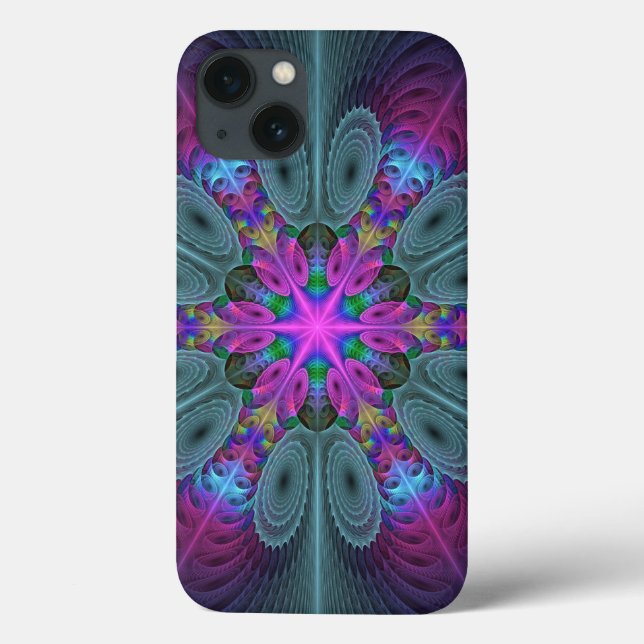 Mandala Colourful Spiritual Fractal Art With Pink Case-Mate iPhone Case (Back)