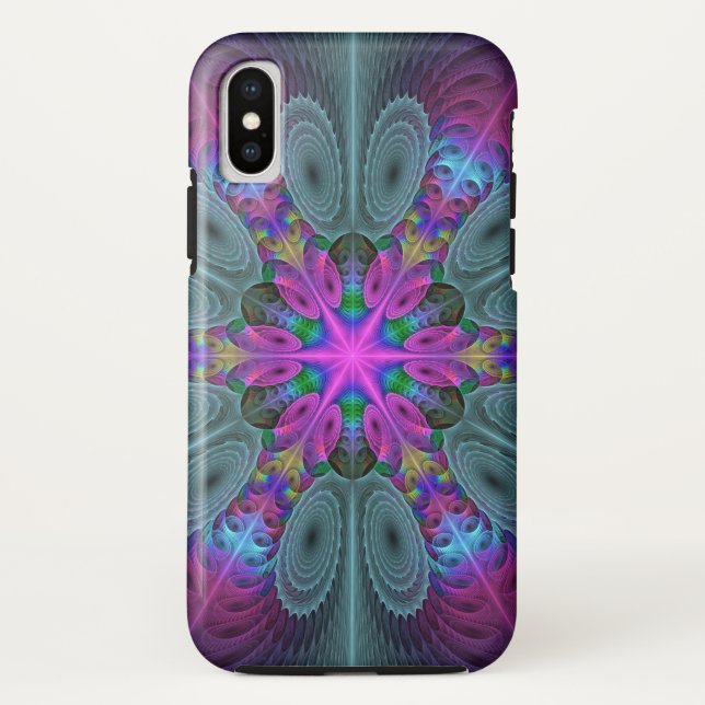 Mandala Colourful Spiritual Fractal Art With Pink Case-Mate iPhone Case (Back)