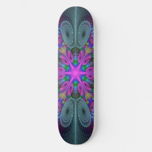 Mandala Colourful Spiritual Fractal Art With Pink Skateboard