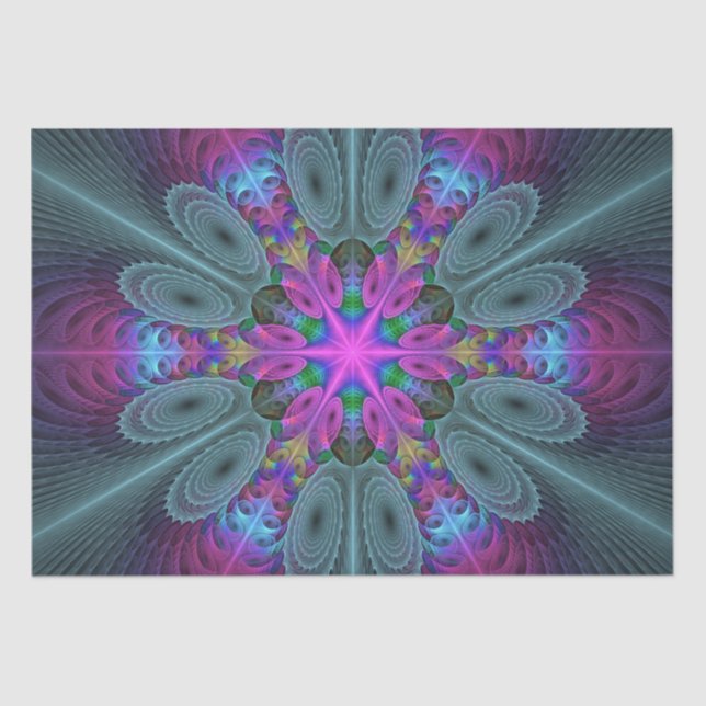 Mandala Colourful Spiritual Fractal Art With Pink Tissue Paper (Front)