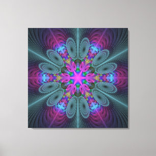Mandala Colourful Striking Fractal Art Kaleidoscop Canvas Print