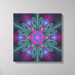 Mandala Colourful Striking Fractal Art Kaleidoscop Canvas Print