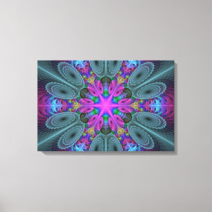 Mandala Colourful Striking Fractal Art Kaleidoscop Canvas Print