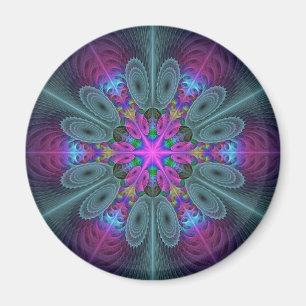 Mandala Colourful Striking Fractal Art Kaleidoscop Magnet