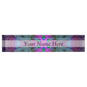 Mandala Colourful Striking Fractal Art Kaleidoscop Nameplate