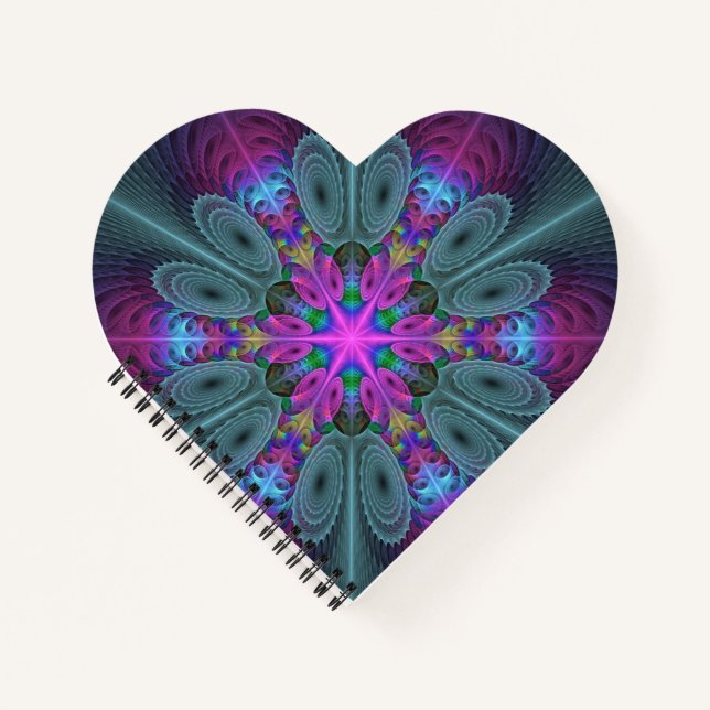 Mandala Colourful Striking Fractal Art Kaleidoscop Notebook (Front)