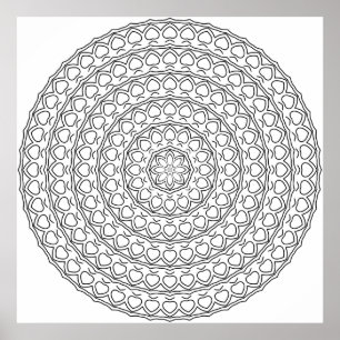Mandala Colouring Page Organic Pebble Pattern Art Poster