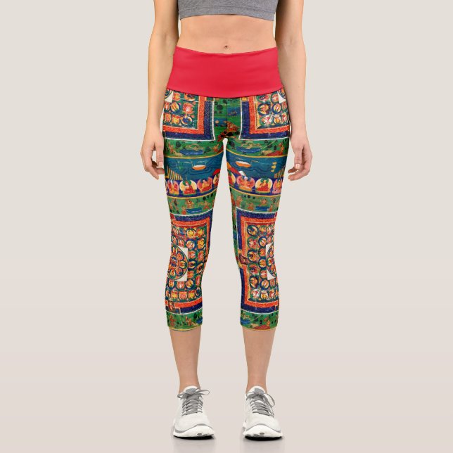 Mandala Cosmic Diagram for Meditation Capri Leggings (Front)