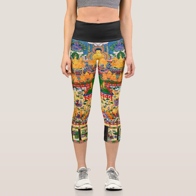 Mandala Cosmic Diagram for Meditation Capri Leggings (Front)