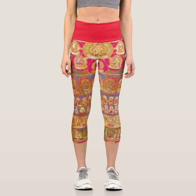 Mandala Cosmic Diagram for Meditation Capri Leggings (Front)