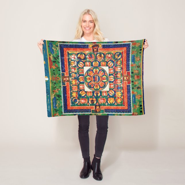 Mandala Cosmic Diagram for Meditation Fleece Blanket (In Situ)