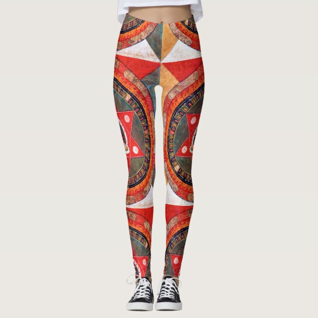 Mandala Cosmic Diagram for Meditation Leggings (Front)