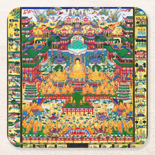 Mandala Cosmic Diagram for Meditation Square Paper Coaster (Front)