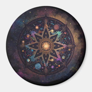 Mandala Cosmic Visionary Art Button Magnet