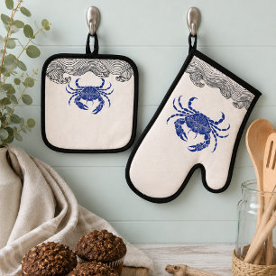Mandala Crab Oven Mitt & Pot Holder Set
