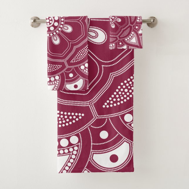 Mandala Creation, all points for one 8 Bath Towel Set (Insitu)