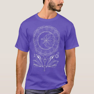 Mandala Crescent Moon Witchcraft Crystals Pagan Oc T-Shirt