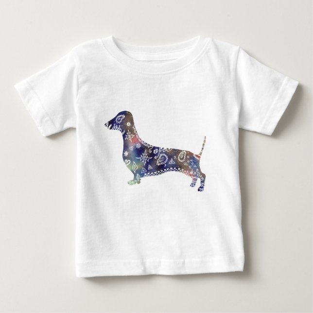 Mandala Dachshund Fine Jersey T-Shirt, White Baby T-Shirt (Front)