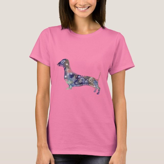 Mandala Dachshund  Raglan T-Shirt (Front)