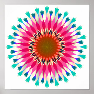 Mandala Damask Lotus Flower Art Elegant Poster