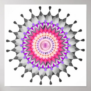 Mandala Damask Lotus Flower Art Elegant Poster