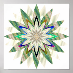 Mandala Damask Lotus Flower Art Elegant Poster