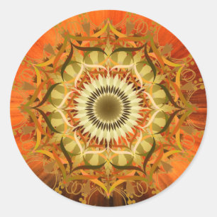 Mandala Damask Lotus Flower Art Sunshine Classic Round Sticker