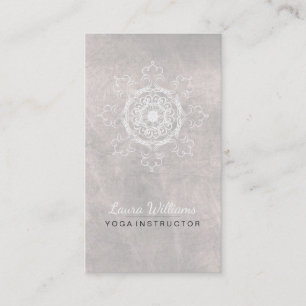 Mandala Damask Lotus Flower Meditation Black White Business Card
