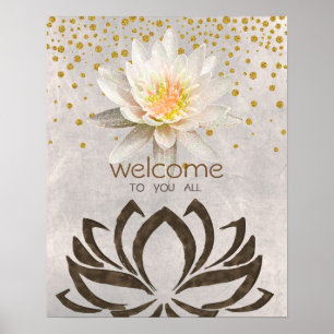 Mandala Damask  Lotus Welcome Yoga Meditation Poster